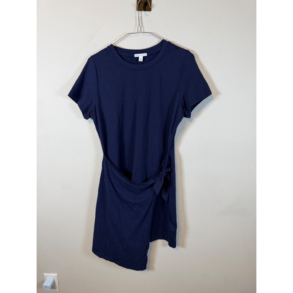 Threads 4 Thought Womens T-Shirt Dress Side Tie Wrap Navy Blue Size M